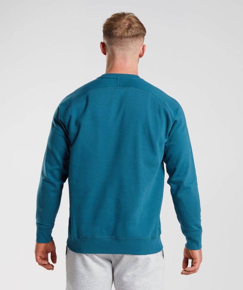 Men's Gymshark Apollo Crew Sweatshirts Turquoise | NZ 4VHJCE